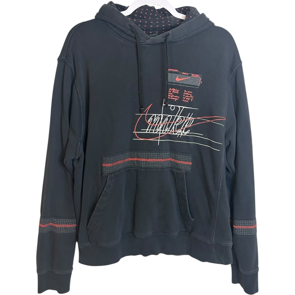 Nike Men’s Hoodie Black Orange Accents Size Medium Pullover Athletic Sweatshirt